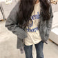 Lazy Style Sweater Jacket Female Net Red Korean Version of The V-neck Student Shirt Loose Knit Cardigan Solid Color