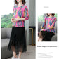 Autumn  Winter Vintage Printed O-Neck Sweater Long Sleeve Pullover Loose Plus Size Wool Blend Sweater Women Knitwear Female Knit Jumper Tops