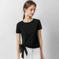 Summer Women's Fashion Irregular Bow Tops Short Sleeve Solid Color Casual Loose T-shirt