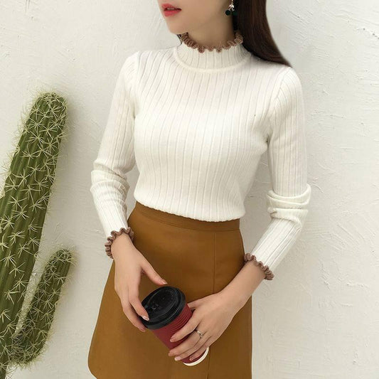 Slim-fit Versatile Sweater Turtleneck Sweater Long-sleeved Knit Sweater Autumn and Winter Women