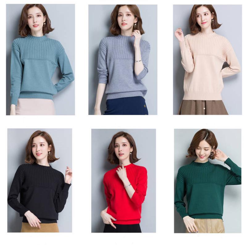 Pullover Leisure Simple Loose Thick Half Turtleneck Long Sleeve Comfort Bottom Womens Sweater