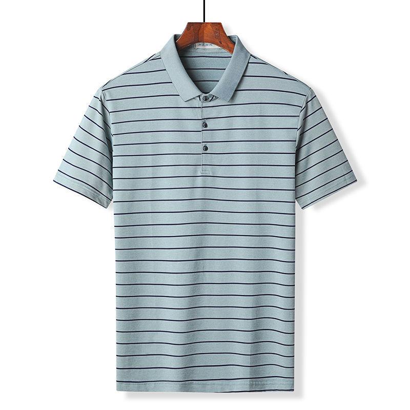 Plus Size Men's Plus Fat Short-sleeved Summer Loose Striped POLO Shirt Plus Size T-shirt Trendy Men's Clothing