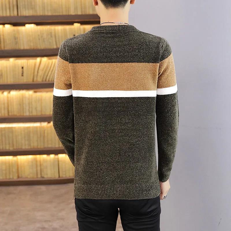 Chenille Sweater Men's Thick Winter Sweater Knit Sweater Top Casual All-match Insulation Bottoming Shirt