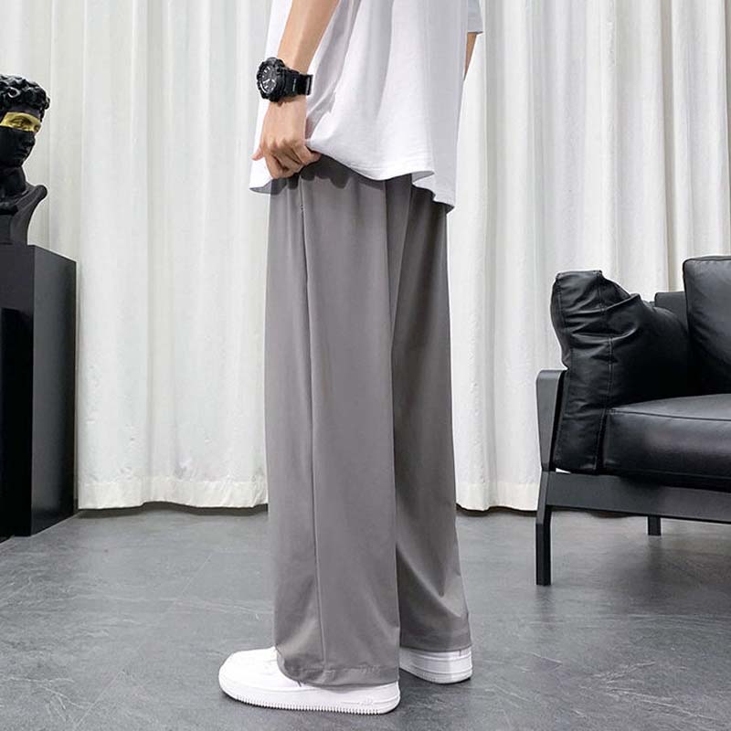 Summer Thin Drape Trousers Loose Straight Wide-leg Casual Cropped Trousers