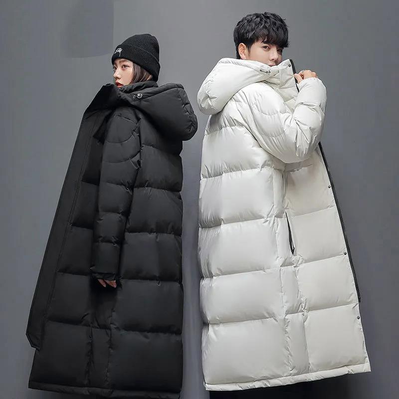 Winter Down Jacket Men and Women Mid-length Thick Padded Jacket Lovers Over-the-knee Handsome Jacket