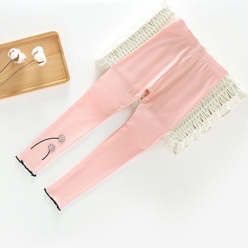 Girls Spring and Autumn Ruffled Leggings Korean Children's Trousers Slim Stretch Pants Casual Pants
