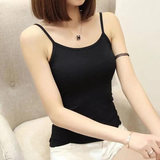 Camisole Ladies Slim Versatile Tight White Top Summer Outside Wear Inside
