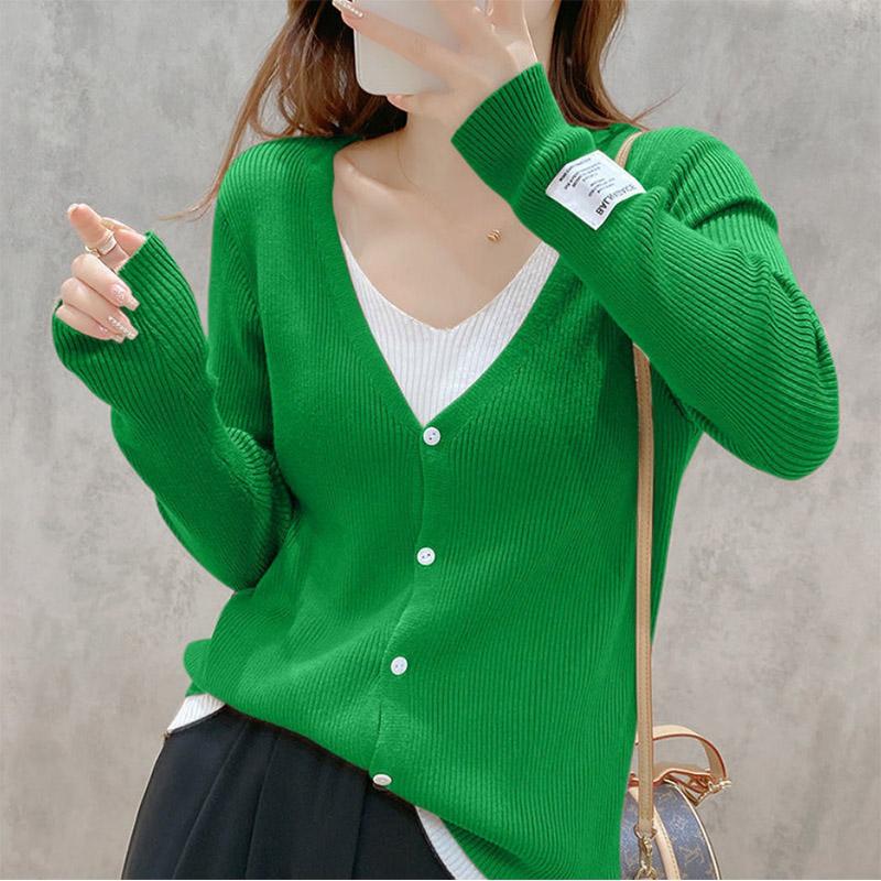 V-neck Bottoming Shirt Coat Slimming Cardigan Ladies Shirt Sweater