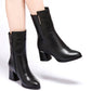 Black PU Leatehr boots Short Combat Boots Chunky  Heel Women Zipper Martin Boots Ankle Boots for Women