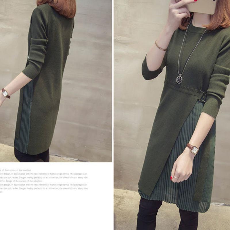 Autumn and Winter Loose Casual Dress Fashion Simple Temperament Base Skirt Mid-length Pullover Women's Sweater Dress