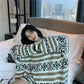 Pofulove round neck sweater women autumn and winter loose sweater jacquard long-sleeved thick