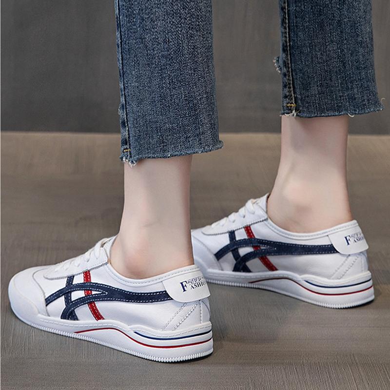 Spring and Autumn Flat Bottom Korean Sports Shoes Casual Shoes Soft Bottom Leather White Shoes Women Single Shoes