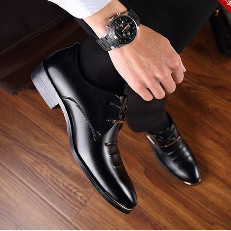 Men's Shoes Leather Embossing Classic Fashion Luxury Non Slip Mans Footwear Anti-slip Black