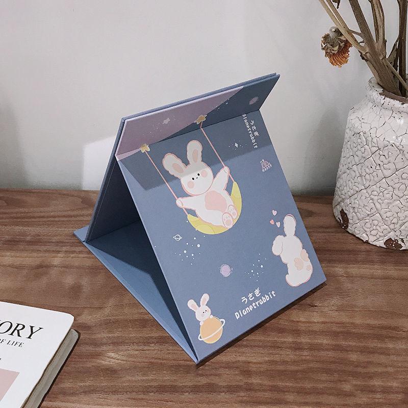 Cute Cartoon Animal Makeup Mirror Girl Woman Folding Mirror Desktop Creative Portable HD Thin Travel Out Household Essentials Princess Makeup Mirror