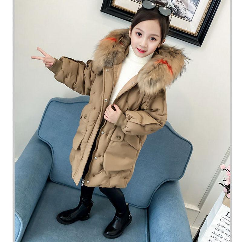 Children's Warm Autumn Winter Long Sleeve Outerwear Down Coats Hooded Kids Girls Parkas