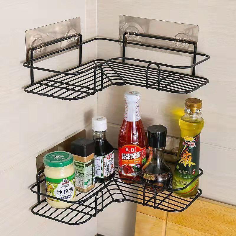 2Pcs Bathroom Vanity Rack  Toilet Tripod Wall Hanging Kitchen Storage Rack Household Rack Cosmetic Rack Corner Seasoning Bottle Rack Organizer
