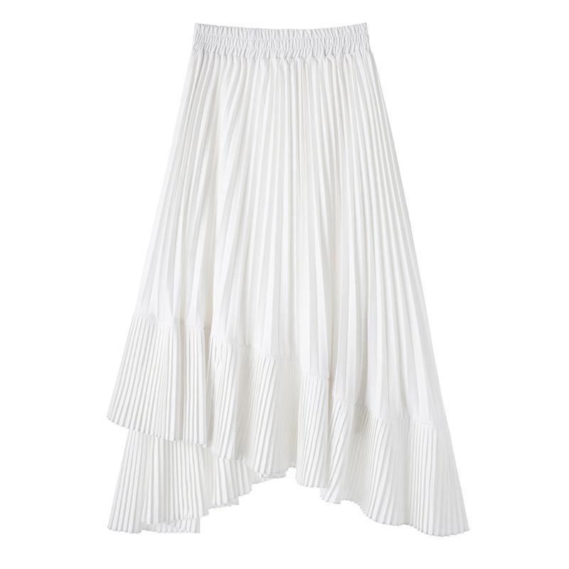 Women Pleated Skirt A-line Skirt Plus Size Summer Elastic Waist Sandy Beach Vacation Daily Irregular Skirt