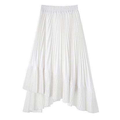 Women Pleated Skirt A-line Skirt Plus Size Summer Elastic Waist Sandy Beach Vacation Daily Irregular Skirt