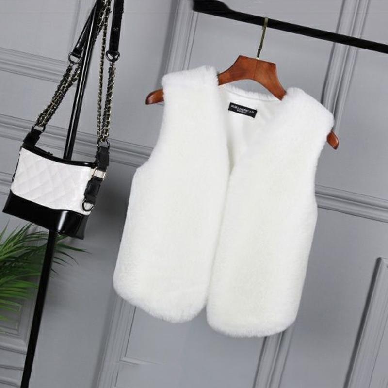 Women's Short Fur Waistcoat Imitation Rabbit Fur Waistcoat Waistcoat All-match Mink Fur Waistcoat Ladies Warm Jacket