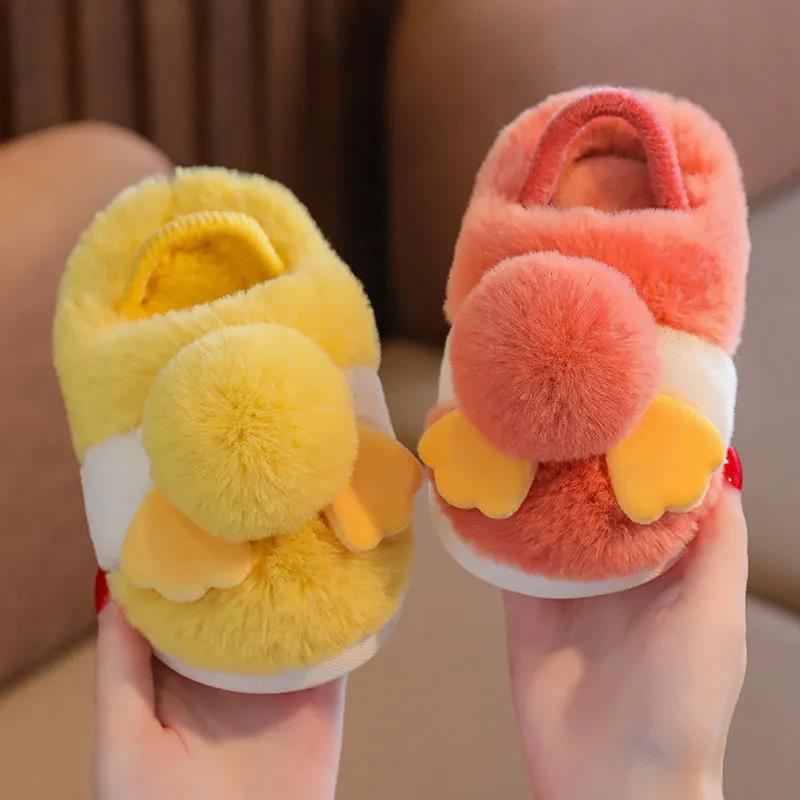Winter Children's Cotton Slippers Indoor Non-slip Home Slippers Warm Plush Baby Slippers