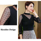 Shirt Women's Thin Spring and Summer Mesh Bottoming Shirt Long-sleeved Sexy Black Inner T-shirt