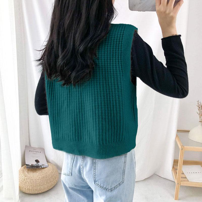 Spring and Autumn V-neck Loose Waistcoat Casual Slimming Cardigan Sweater Sleeveless Knitted Female Top