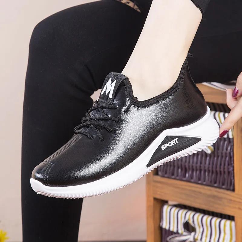 Cotton Shoes Women's Winter Leather Waterproof Short Boots Plus Velvet Thick Flat Bottom Non-slip Warm Small Leather Shoes