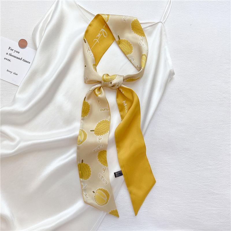 Long Silk Scarf Women Multifunctional Streamer Scarf Narrow Decoration Tied Bag Multicolor Printing Headband Student Party Beach Casual