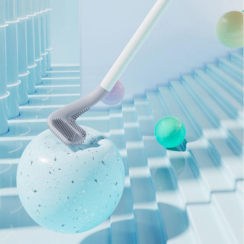 Long Handle Toilet Cleaning Brush Silicone Toilet Brushes for Bathroom Toilet Cleaning Brush Bendable Silicone Brush Head