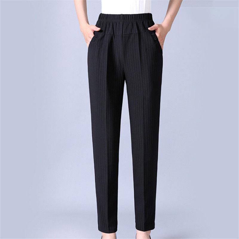 Middle-aged and Elderly Women's Trousers Large Size Loose Straight Leg Pants Mother Elastic High Waist Casual Pants Grandma Stretch Trousers