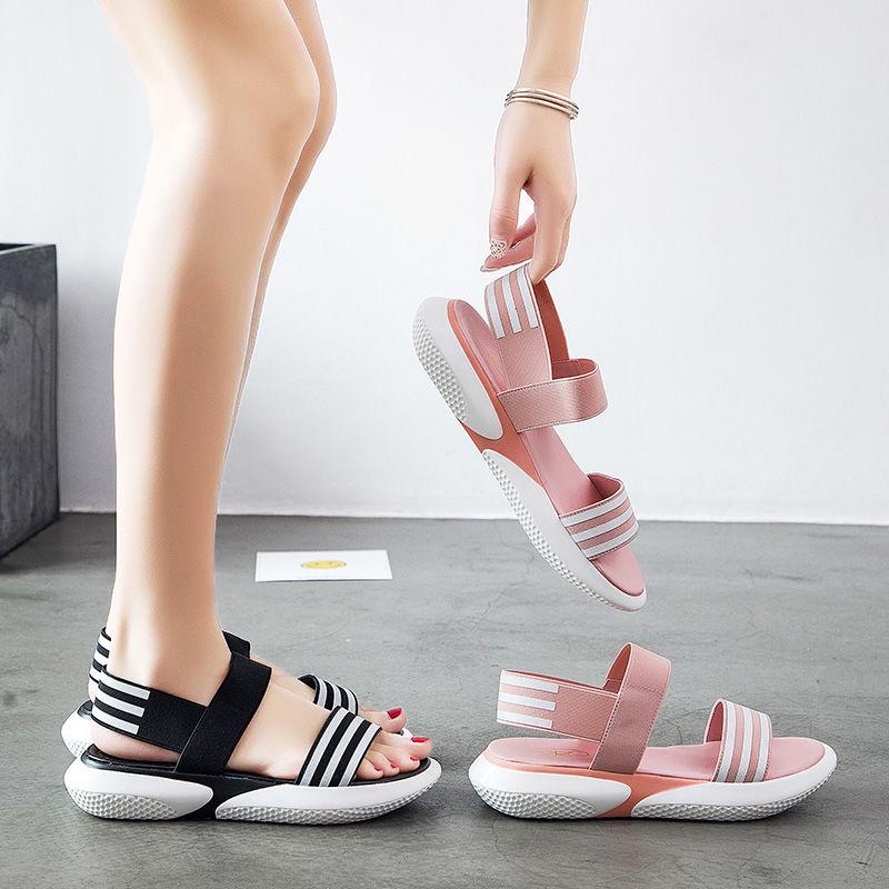 Sandals Female Fish Mouth Summer Thick Bottom Sponge Cake Student Wild Korean Flat Bottom Women's Shoes