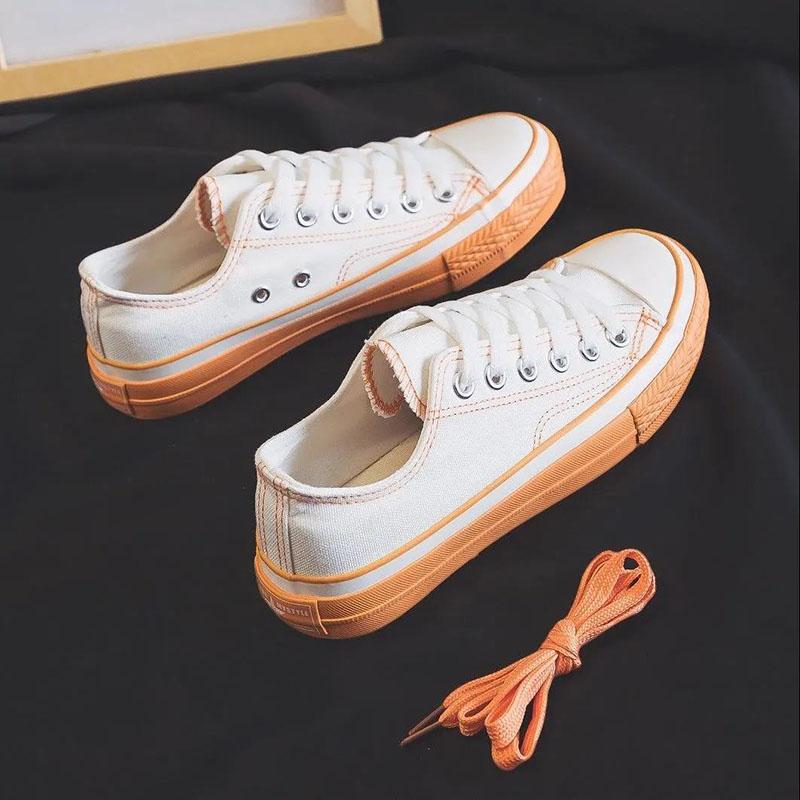 Japanese Women's White Shoes Canvas Shoes Jelly Color Female Students Korean Harajuku Sneakers