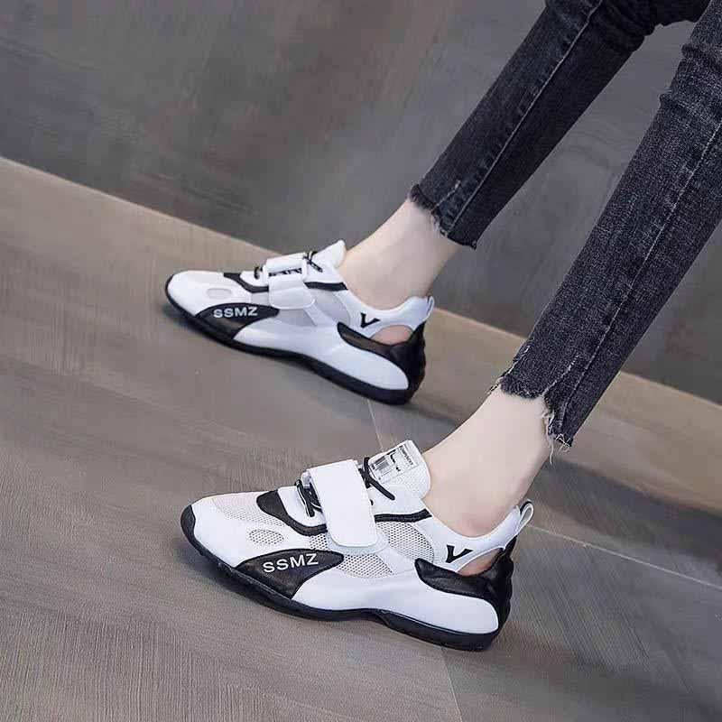 Plus Size 35-40 Summer Women Low-top Mesh Sneakers Breathable Running Basketball Shoes Students Shockproof Non-slip Velcro Shoes
