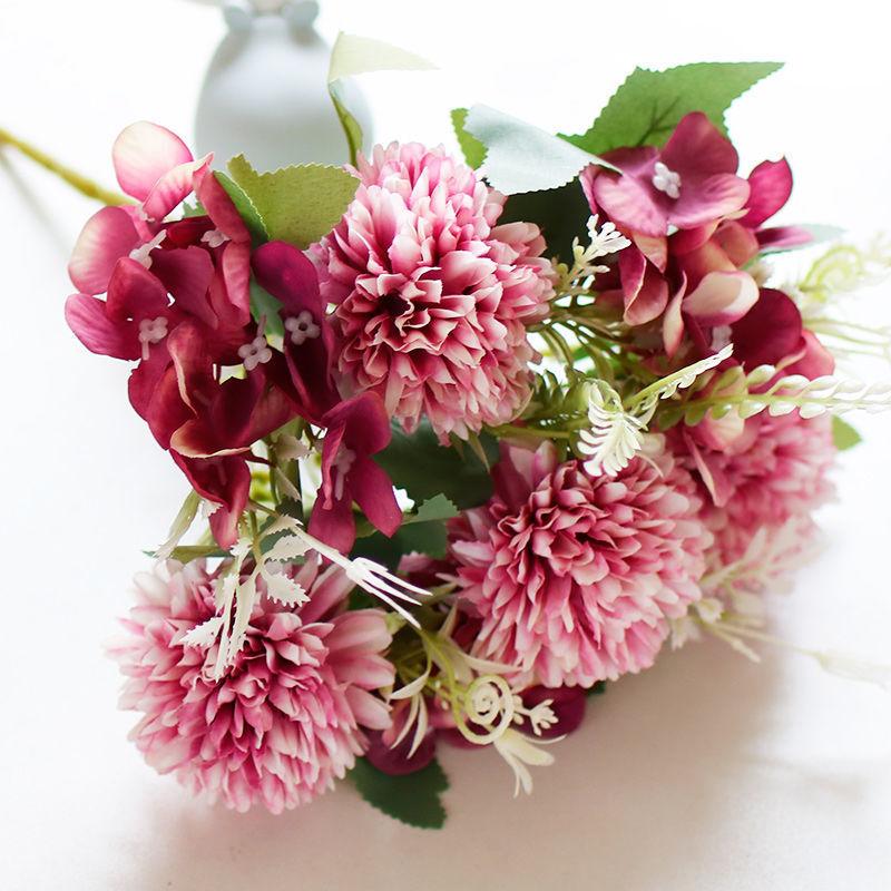 Nordic Simulation Hydrangea Roses Living Room Table Decoration Fresh Flower Arrangement Floral Home Decoration Dried Flowers