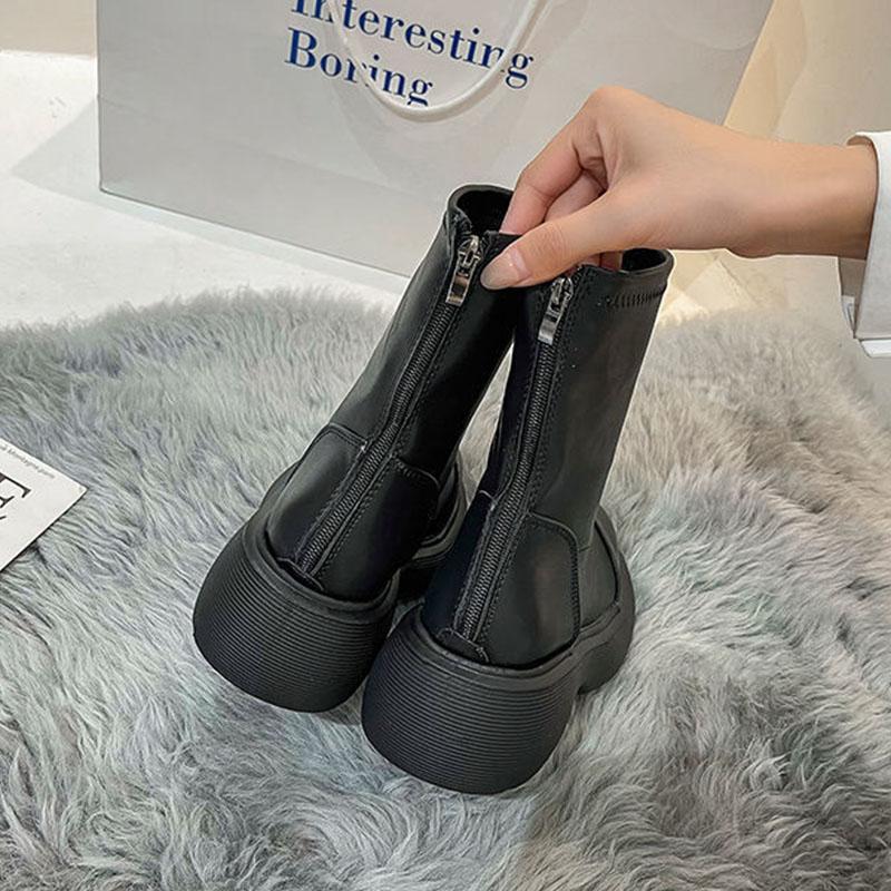 Short Boots Women 2021 Spring and Autumn Fashion All-match Martin Sponge Cake Thick-soled Autumn Boots
