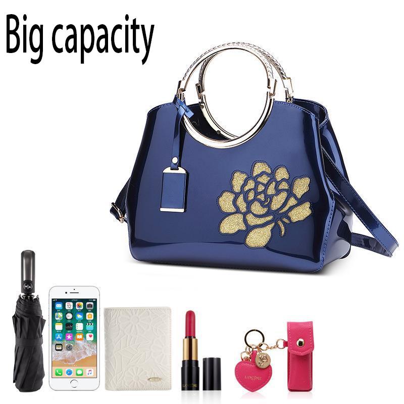 Woman bag Patent leather bag Big capacity European and American style Shoulder Handbag Trendy wild