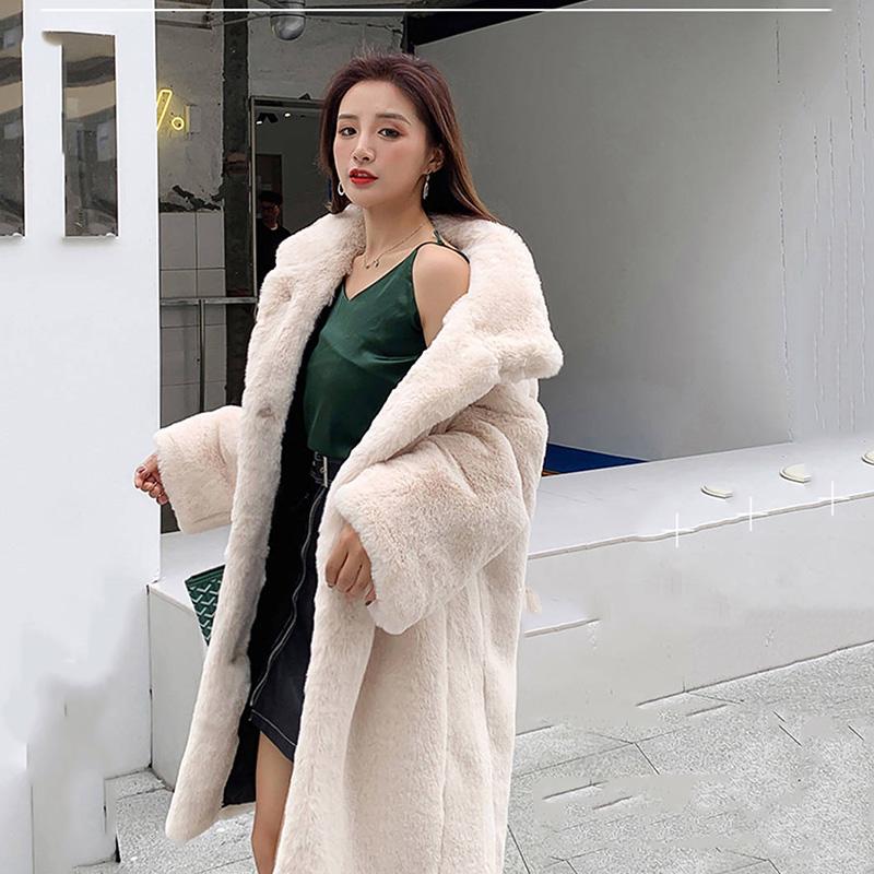 Women's Faux Fur Coat Solid Loose Soft Rabbit Fur Coat  Winter Casual Coat  Female Outwear Overcoat