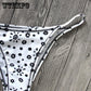 WTEMPO Fashion chest knotted printed bikini sexy split swimsuit