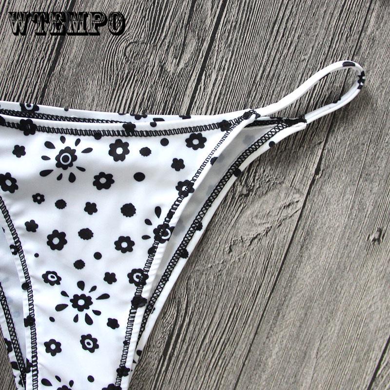 WTEMPO Fashion chest knotted printed bikini sexy split swimsuit