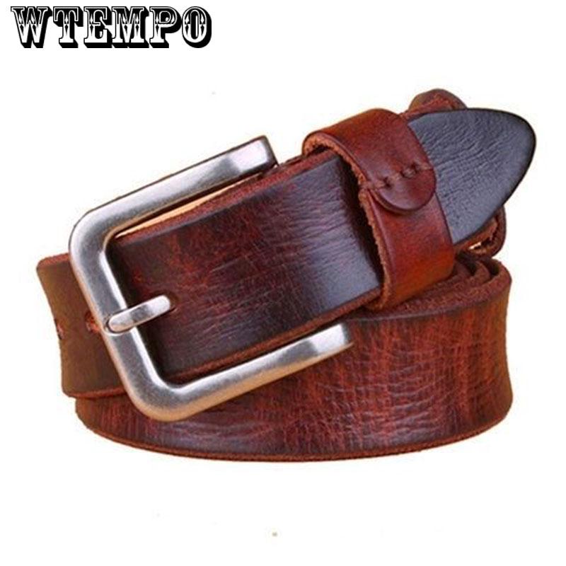 First layer leather men's leather belt retro pin buckle wild youth jeans old belt