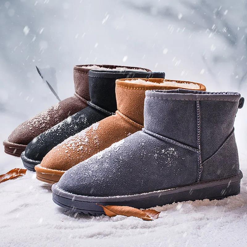 Leather Snow Boots Men's Thick Winter Men's Shoes Snow Cotton Shoes Large Size Anti-skating Shoes