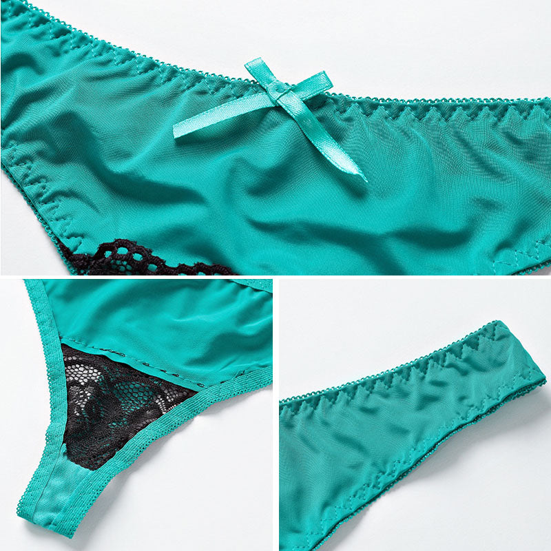 Bra Set Women Sexy Push Up Underwire Backless Lingerie Set Lace Sex Thin Gather Hollow Solid Color Bra Thong Suit Plus Size