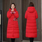Winter Women's Ethnic Embroidery Down Jacket Mid-length Retro Buckle Hooded Cotton Jacket