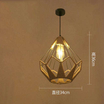 Hemp Rope Chandelier American Pastoral Retro Restaurant Clothing Store Decorative Chandeliers