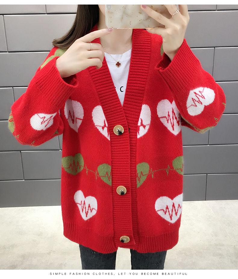 Autumn and Winter Knitted Jacket Mid-length Simple Sweater Loose Casual Women's Top