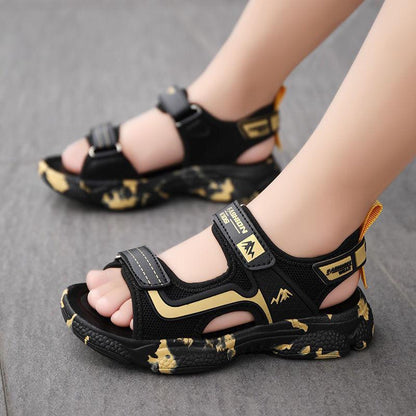 Boys Leather Sandals Summer Children's Beach Shoes Student Soft-soled Non-slip Shoes
