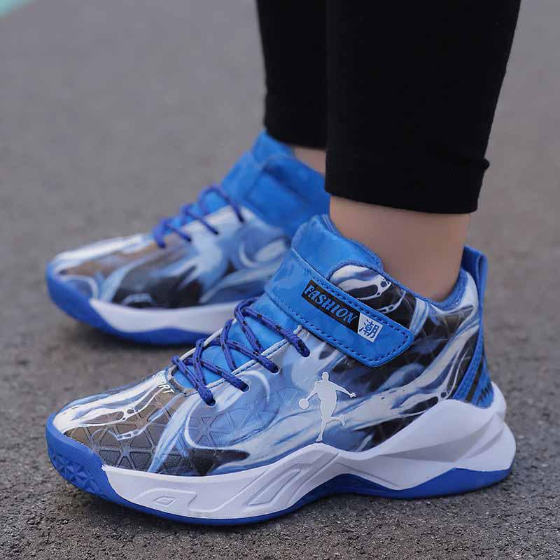 Size 31-39 Child High-top Sneakers Kids Mesh Breathable Basketball Shoes Shockproof Running Shoes Wear-resistant Deodorant Baby Shoes