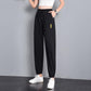Summer Thin Ice Silk Pants Beam Foot Mosquito Pants Sports Pants Women's Black Loose and Thin High Waist Casual Harem Pants