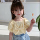 Girls' Summer Bowknot Short-sleeved Tops Korean Children's Cotton T-shirts Middle and Small Children's Western Style Bottoming Shirt