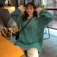 Autumn and Winter Loose Sweet Stitching Knitted Long-sleeved Fashion Sweater Women